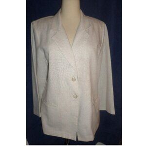 LINEN-BLEND long-sleeve career blazer 12P